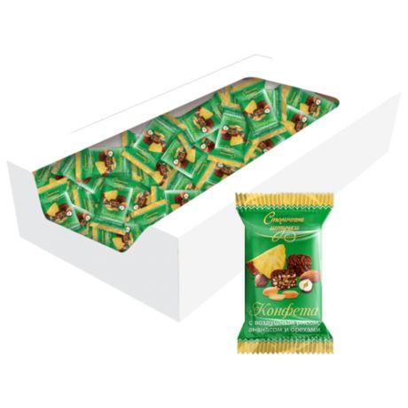 Конфеты Столичные штучки с воздушным рисом, ананасом и орехами, коробка 2000 г