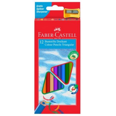 Faber-Castell Карандаши цветные трехгранные с точилкой 12 цветов (120523)