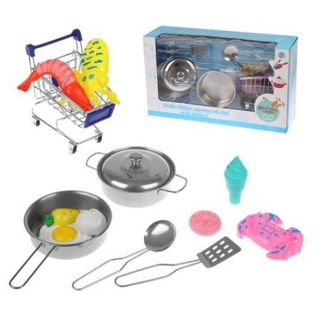 Набор продуктов с посудой Наша игрушка Посуда 23-3B серебристый