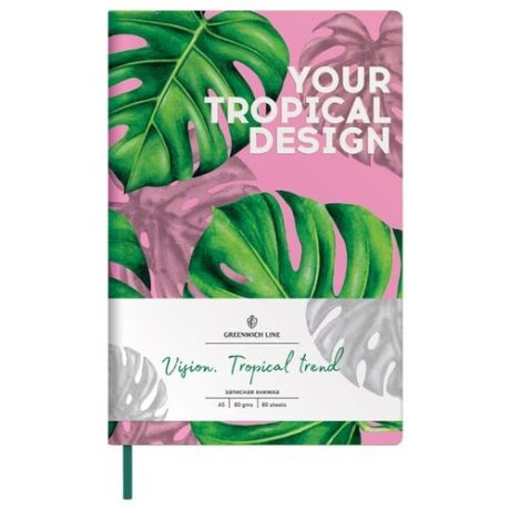 Записная книжка Greenwich Line Vision. Tropicaltrend, искусственная кожа, А5, 80 листов, зеленый