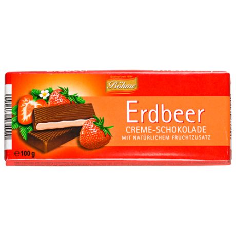 Шоколад Bohme Erdbeer темный с кремово-клубничной начинкой, 100 г