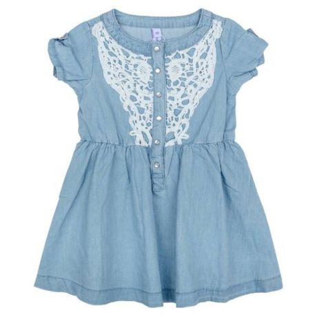 Платье playToday размер 104, голубой/белый