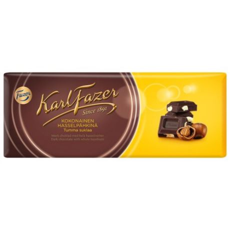 Шоколад Fazer темный с цельным фундуком 47%, 200 г