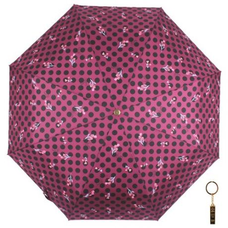 Зонт автомат FLIORAJ Premium Золотой брелок Мелкий горох фиолетовый