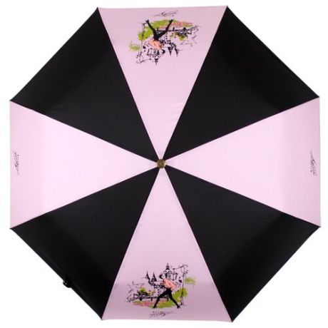 Зонт автомат FLIORAJ Premium Золотой брелок 16021 FJ розовый/черный