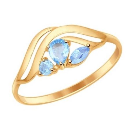 SOKOLOV Кольцо из золота с голубыми топазами 714614, размер 16.5