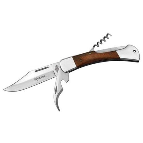 Нож многофункциональный Русский Витязь Путник (В70-34) (4 функций) с чехлом дерево/серебристый