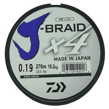 Плетеный шнур DAIWA J-Braid X4 dark green 0.19 мм 270 м 10.2 кг