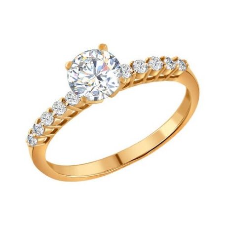 SOKOLOV Помолвочное кольцо из золочёного серебра с фианитами 93010036, размер 18