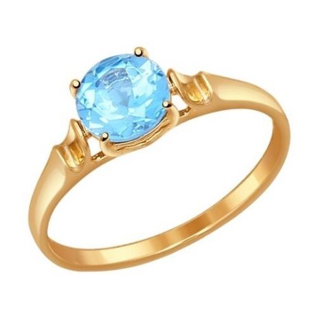 SOKOLOV Кольцо из золота с голубым топазом 714487, размер 16.5