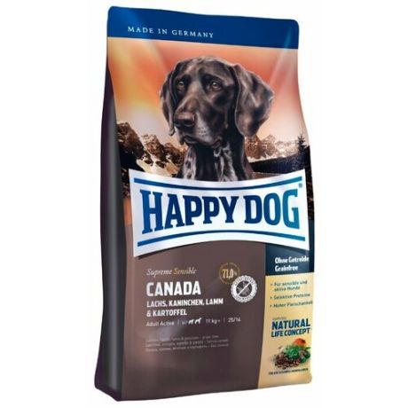 Сухой корм для собак Happy Dog Supreme Sensible Canada лосось, кролик, ягненок с картофелем 12.5 кг