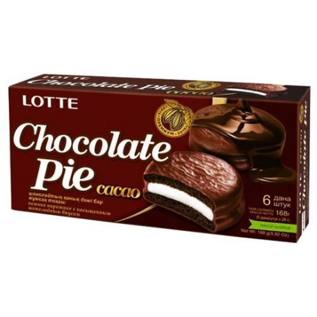 Пирожное Lotte Confectionery Choco Pie Cacao 168 г