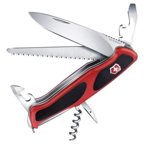 Нож многофункциональный VICTORINOX RangerGrip 55 (0.9563.CB1) (12 функций) черный/красный