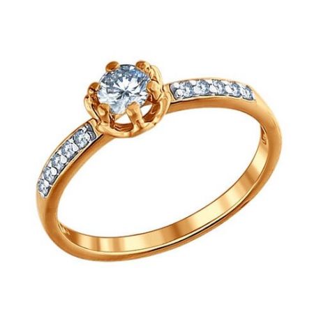 SOKOLOV Помолвочное кольцо из золочёного серебра с фианитами 93010396, размер 16.5
