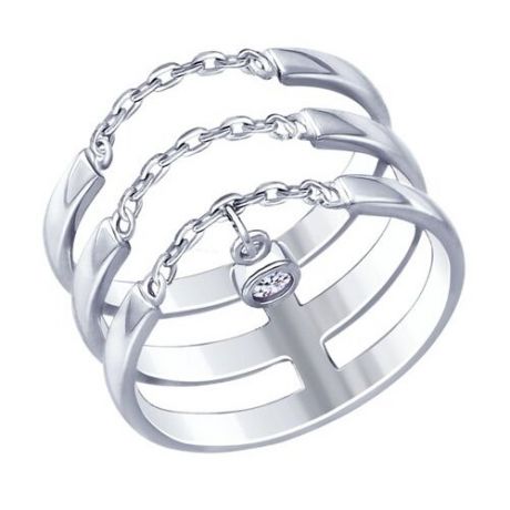 SOKOLOV Кольцо из серебра с фианитом 94012661, размер 17.5