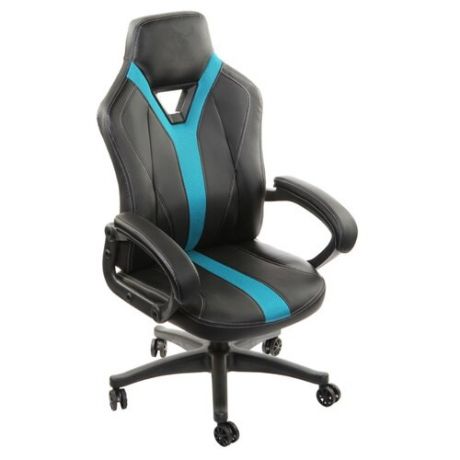 Компьютерное кресло ThunderX3 YC1 игровое, обивка: искусственная кожа, цвет: черно-голубой