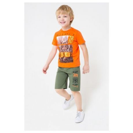 Комплект одежды crockid размер 98, ярко-оранжевый/бронзово-зеленый