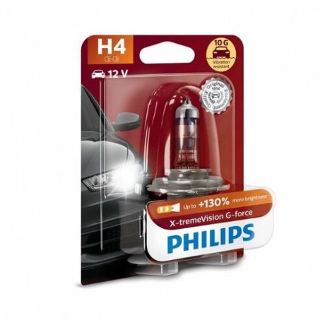 Лампа автомобильная галогенная Philips X-Treme Vision G-Force 12342XVGB1 H4 12v 55w
