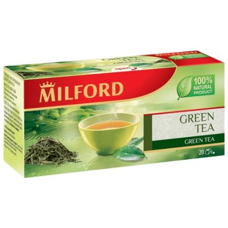 Чай зеленый Milford Green tea в пакетиках, 20 шт.
