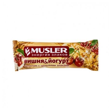 Злаковый батончик Musler в белой глазури Вишня и йогурт, 6 шт