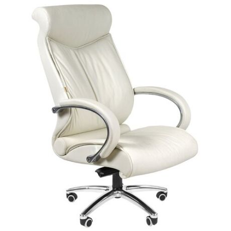 Компьютерное кресло Chairman 420, обивка: натуральная кожа, цвет: белый