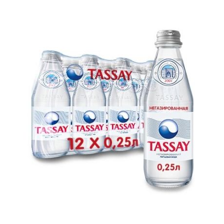 Вода питьевая TASSAY негазированная, стекло, 12 шт. по 0.25 л