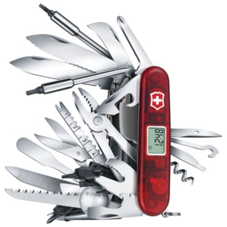 Нож многофункциональный VICTORINOX SwissChamp XAVT (1.6795.XAVT) (81 функций) полупрозрачный красный