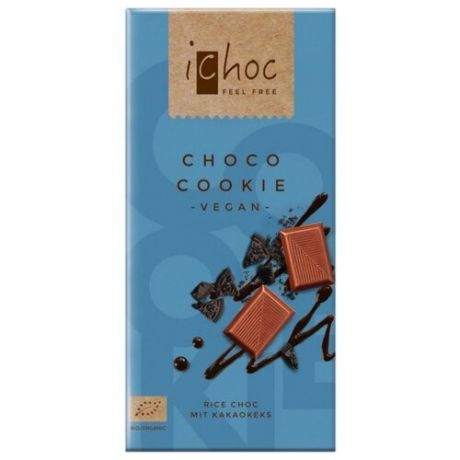 Шоколад iChoc Choco Cookie на рисовом молоке с шоколадным печеньем, 80 г