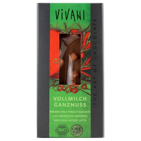 Шоколад Vivani молочный с цельным фундуком, 100 г