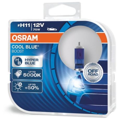 Лампа автомобильная галогенная Osram Cool Blue Boost 62211CBB H11 75W 2 шт.