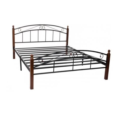 Кровать TetChair AT-8077 двуспальная, размер (ДхШ): 210х164.7 см, спальное место (ДхШ): 200х160 см, каркас: массив дерева, цвет: коричневый/черный