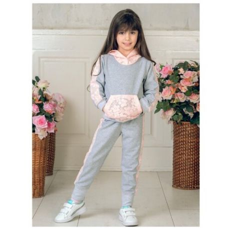 Комплект одежды Дашенька размер 104, серый/розовый