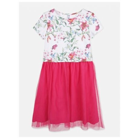 Платье playToday размер 128, белый/розовый