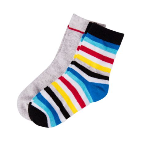 Носки playToday комплект 2 пары размер 20, светло-серый/белый/синий