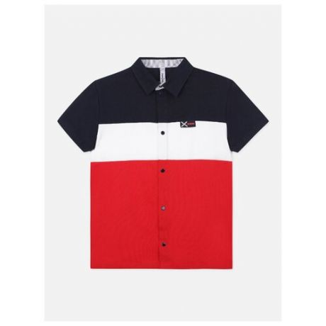 Рубашка playToday размер 152, белый/синий/красный
