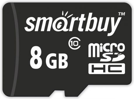 Карта памяти MicroSDHC Smartbuy 8Gb Class10 с адаптером Black