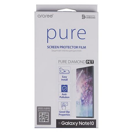 Защитная пленка для экрана SAMSUNG araree Pure Diamond для Samsung Galaxy Note 10, прозрачная, 1 шт [gp-tfn970kdatr]