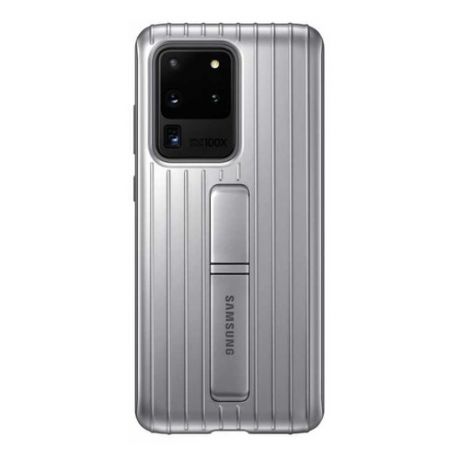 Чехол (клип-кейс) SAMSUNG Protective Standing Cover, для Samsung Galaxy S20 Ultra, серебристый [ef-rg988csegru]