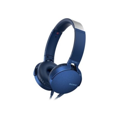 Наушники с микрофоном SONY MDR-XB550AP, 3.5 мм, накладные, голубой [mdrxb550apl.e]