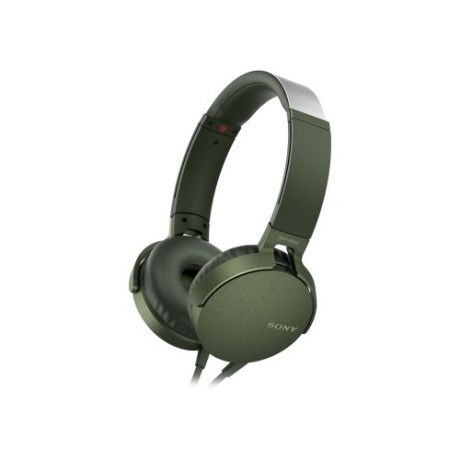 Наушники с микрофоном SONY MDR-XB550AP, 3.5 мм, накладные, зеленый [mdrxb550apg.e]
