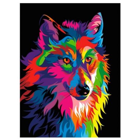 Цветной Картина по номерам Волк