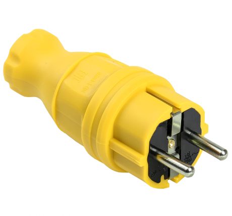 Вилка электрическая IEK Омега PKR01-016-2-K05 прямая желтая
