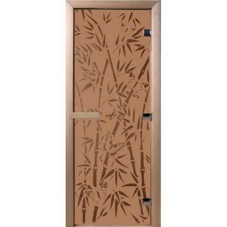 Дверь для сауны стеклянная Doorwood DW00057 Бамбук и бабочки бронза матовая 700х1900 мм