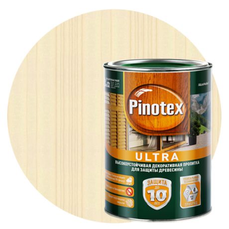 Пропитка для древесины Pinotex Ultra белая 1 л