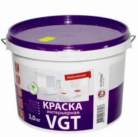 Краска интерьерная VGT ВД-АК-2180 белоснежная 3 кг