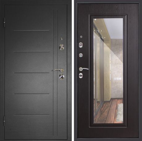 Дверь входная металлическая Дверной Континент Сити-зеркало левая 860x2050 мм Венге