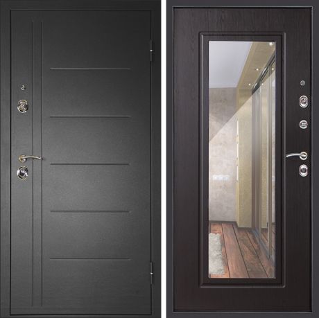 Дверь входная металлическая Дверной Континент Сити-зеркало правая 860x2050 мм Венге