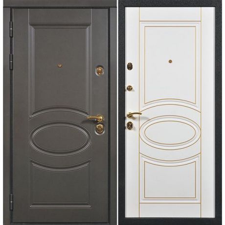 Дверь входная металлическая Сталлер Венеция левая 2050х860 мм снаружи МДФ эмаль серо-черная внутри МДФ эмаль Слоновая кость