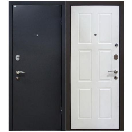 Дверь входная металлическая МеталЮр М21 правая 2050х960 мм снаружи металл Черный бархат внутри МДФ белая