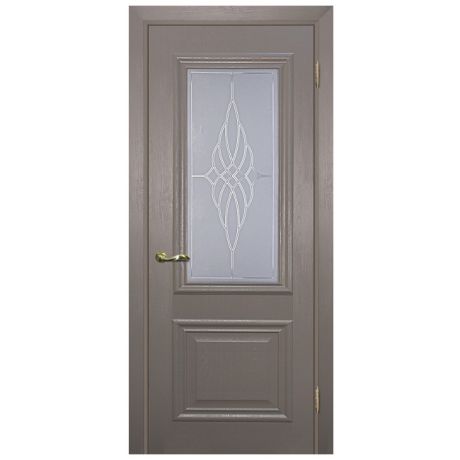 Дверное полотно Мариам Классик-1 ПВХ Каменное дерево стекло сатинат контурный полимер бесцветный 2000х600 мм